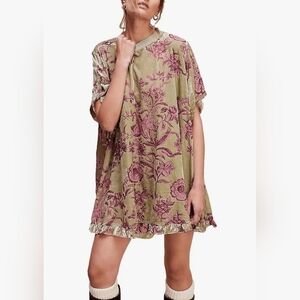 NWOT - Gold & Pink Velvet Mini Dress